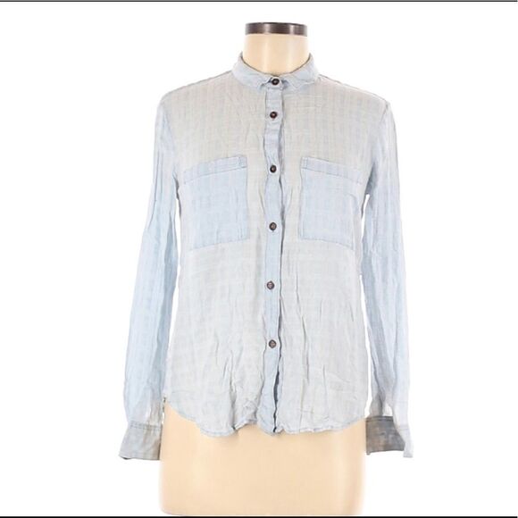 Anthropologie Holding Horses Light Blue Button Up - Picture 1 of 4